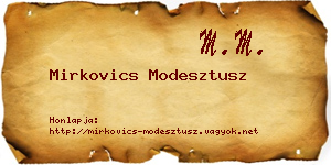 Mirkovics Modesztusz névjegykártya